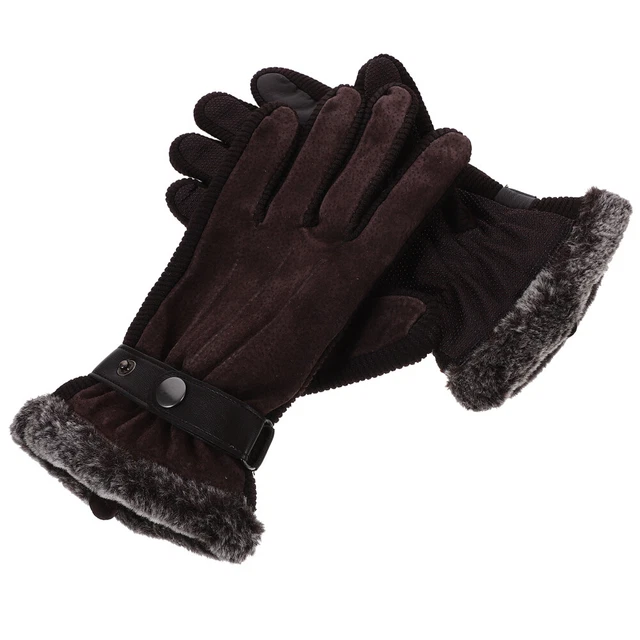 Gants en cuir d'hiver pour hommes Gants épais en laine polaire chaud et