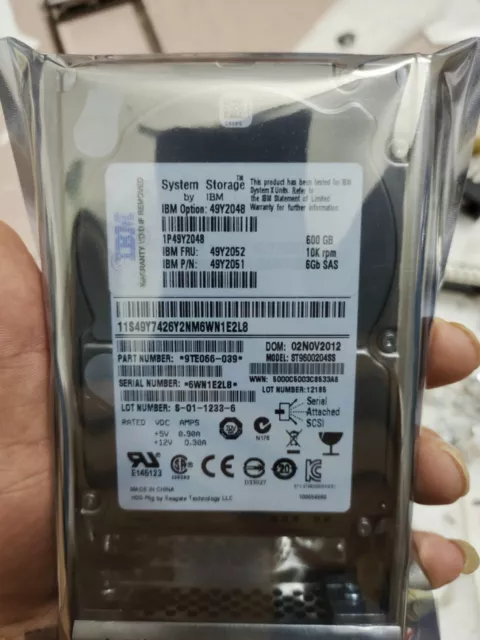 NEW Lenovo / IBM 49Y2048 49Y2051 49Y2052 600GB 2.5 in 10K SAS 6G HDD HARD DRIVE