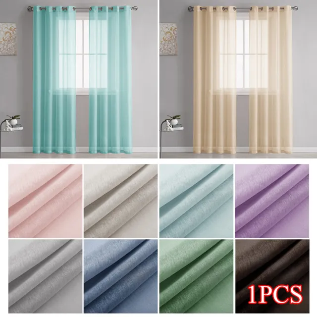 2Pc Solid Sheer Voile Panel Indoor Wedding Grommets Window Curtain