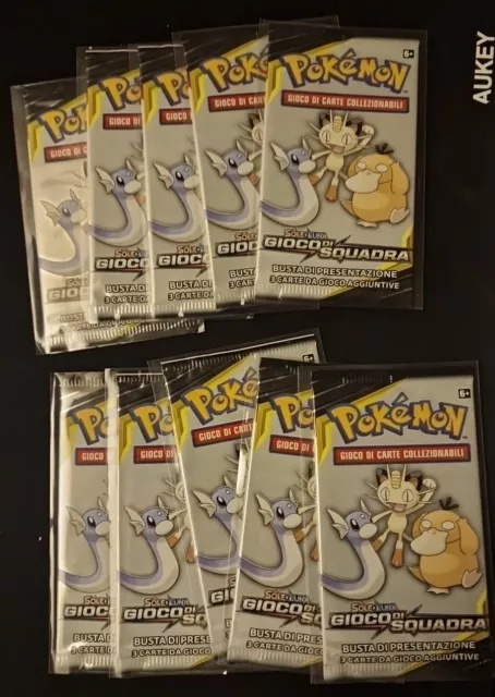10 Bustine Sigillato Sealed  Booster Pokemon Promo Sole Luna Gioco Di Squadra
