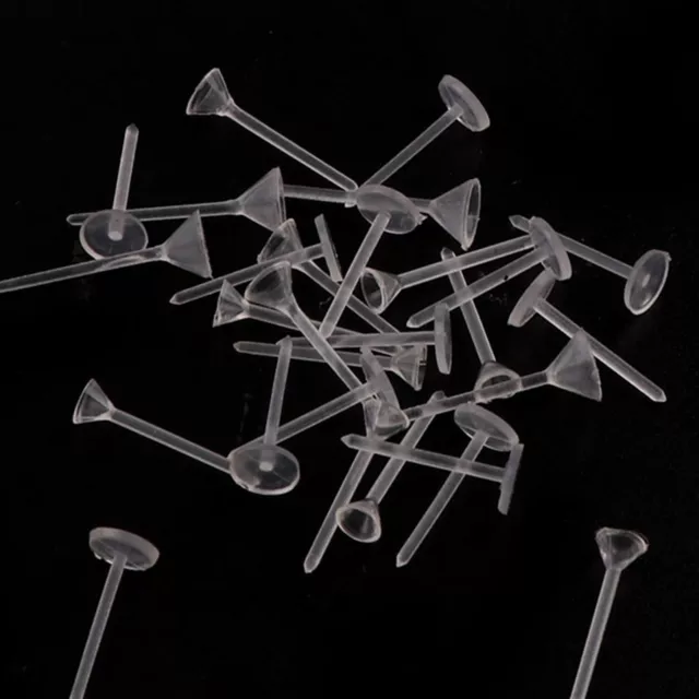 500 Invisible Clear Plastic 3mm 5mm Blank Cup Flat Pad Peg Earring Ear Post Stud