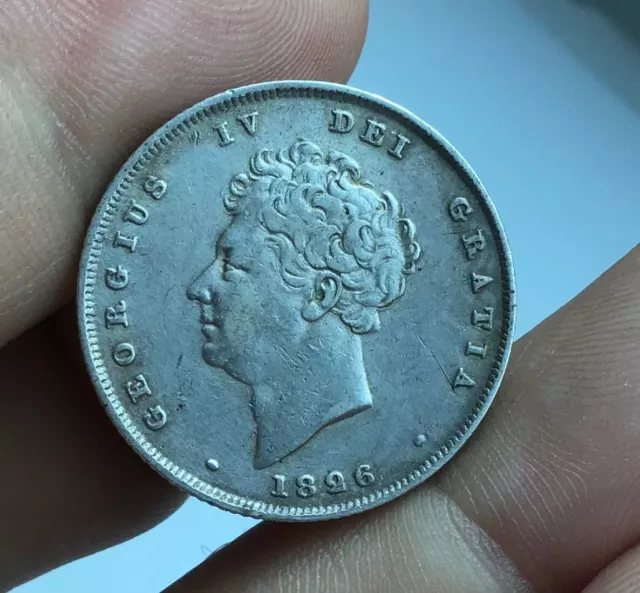 1826 British George IV One Shilling Silver Coin Nice Grade. See Video Pics #3388 3