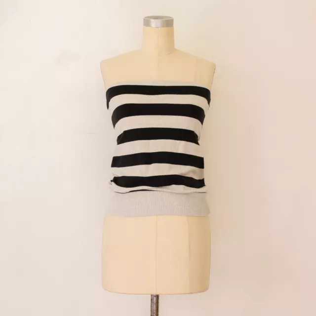 VINTAGE 90S 00S striped tube top | black and silver knit | small ...