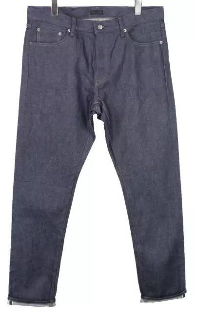 Uniqlo Jeans Uomo W36/L34 Cimossa Sfumato Effetto Slim Fit Zip Fly Casual Scuro