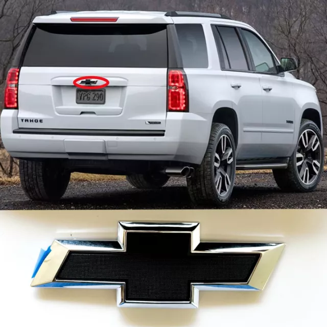 2015-2020 Chevrolet Tahoe Suburban Chrome Black Bowtie Emblems  Rear Only