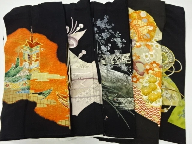 01274# Japanese Kimono / Antique Tomesode / Set Of 5