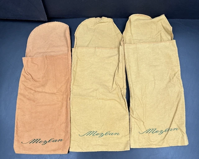 Set of 3 Vintage Mezlan Orange Yellow Cloth Shoe Dust Bag Retro