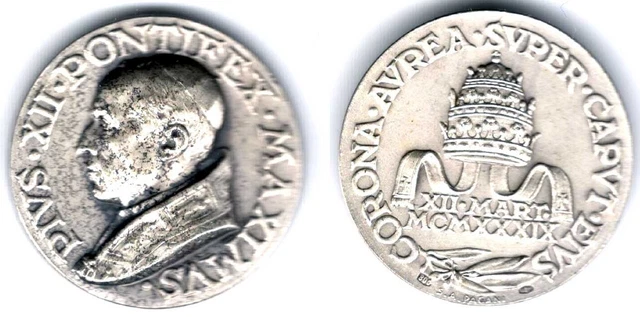 Pius XII corona aurea super caput eius  medaglia ar 1939 10,8 gr. 25 mm. BB