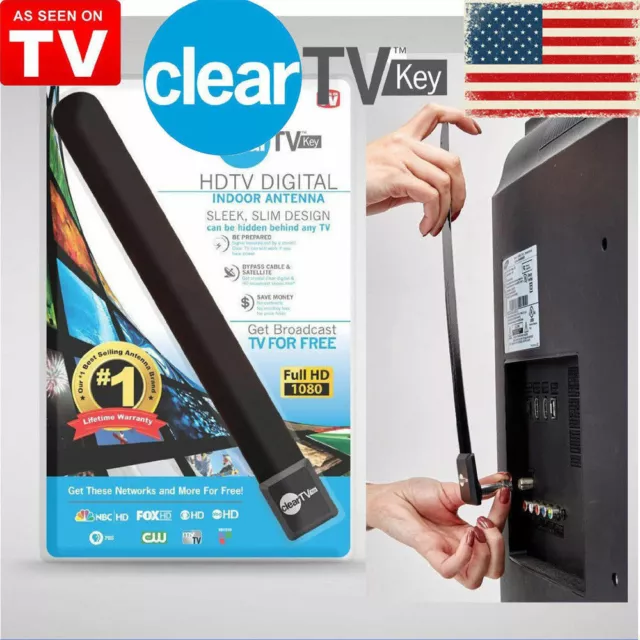 New As Seen on TV Clear TV Key FREE HDTV TV Digital Indoor Antenna Ditch Cable A