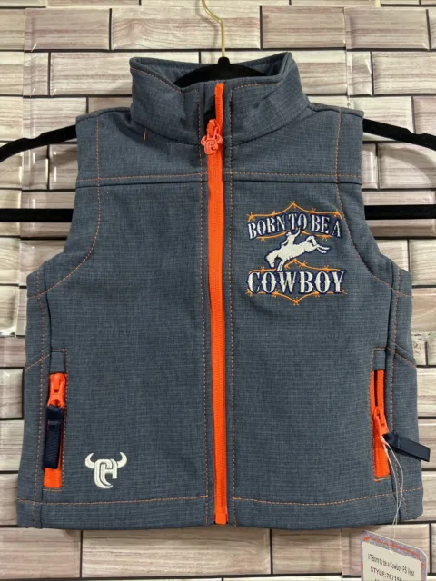 Cowboy Hardware 2T vest Born to be a Cowboy full zip western blue NWT