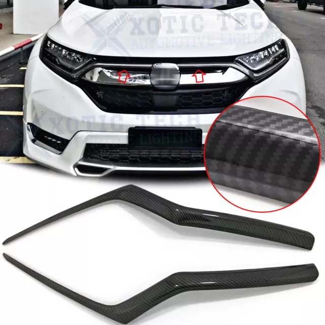 For Honda CR-V 17-19 Carbon Fiber Texture Front Bumper Grille Stripe Cover Trims