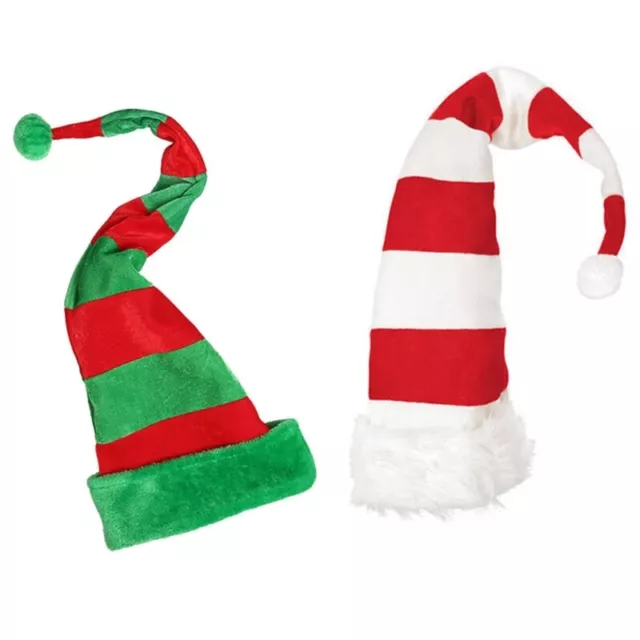 Adult Children Long Tail Christmas Hat for Christmas Elf Caps New Year Party