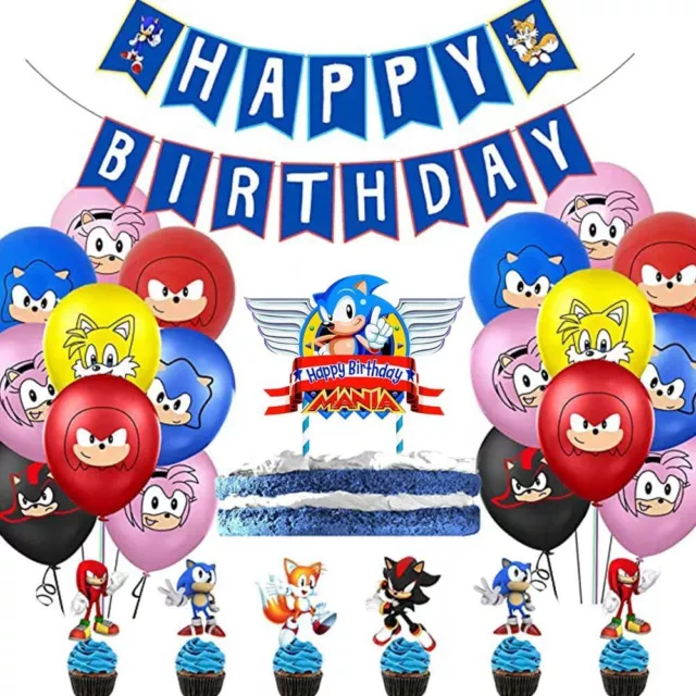 Sonic Decoration for Parties Happy Birthday Cartoon Set,House Party Decoration