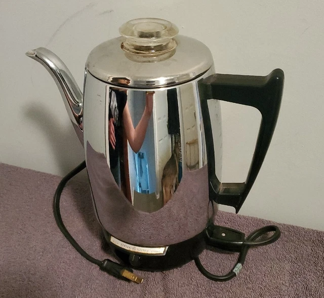 GENERAL ELECTRIC GE Automatic PERCOLATOR 16P12 COFFEE MAKER Chrome w