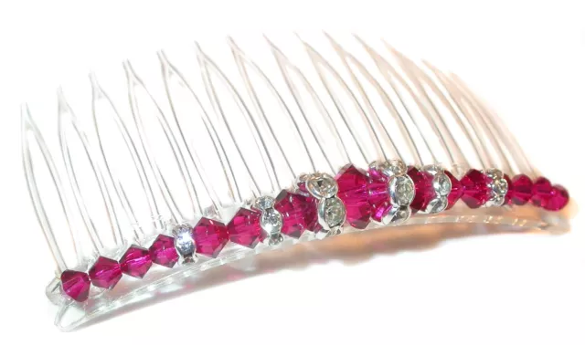 SIAM RED Crystal Hair Comb Handcrafted Swarovski Elements