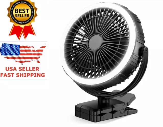 10000mAh Battery Operated Fan,  Portable Clip On Fan  hook & Light (Original $40