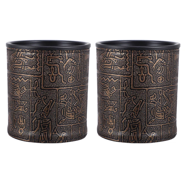 2 piezas contenedor de accesorios de juego patrón egipcio taza de dados recta