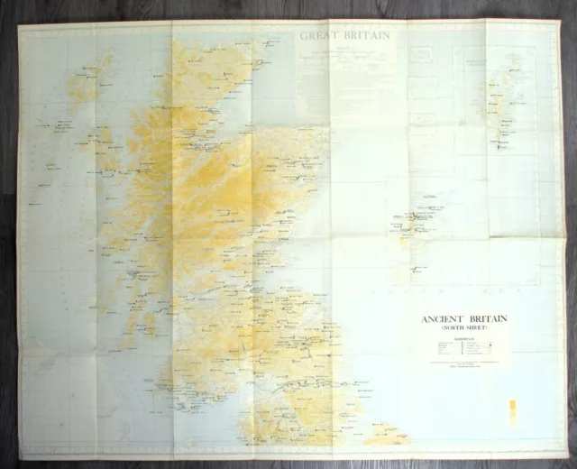 1951 Two Vintage Folding Maps of Ancient Britain Antiquities Older than AD 1066 3