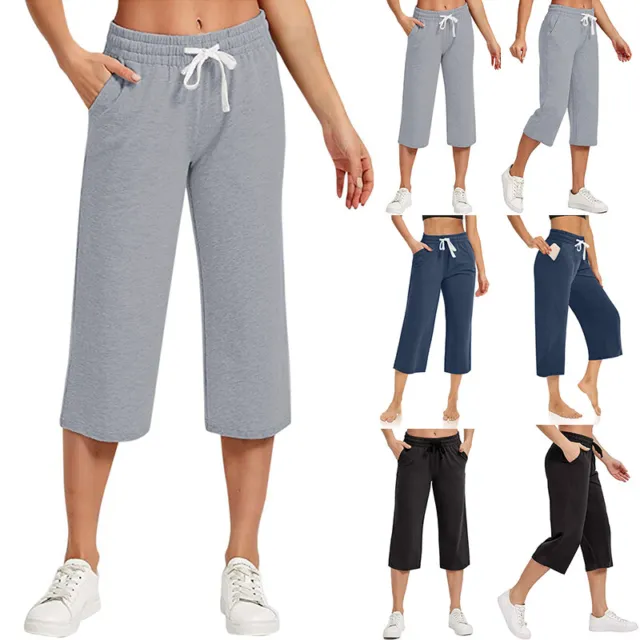 Pantaloni Capri Da Donna Pantaloni Larghi A Gamba Larga Pantaloni Da Yoga -