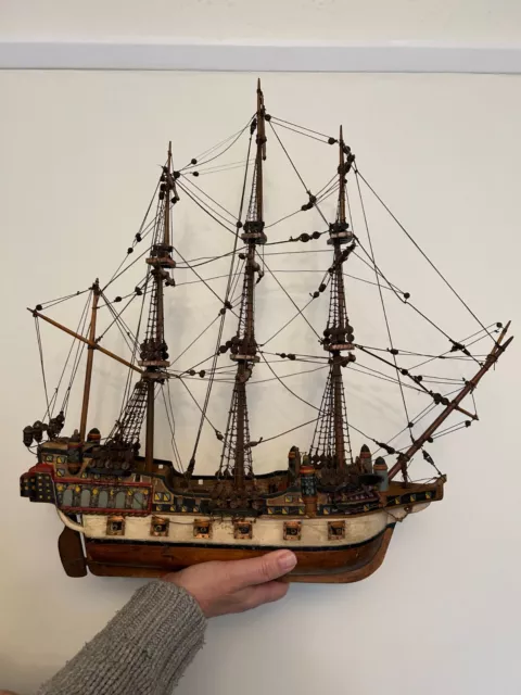 Model Boat/Wooden Galleon /Sailing Ship. Display quality model. Aged condition.