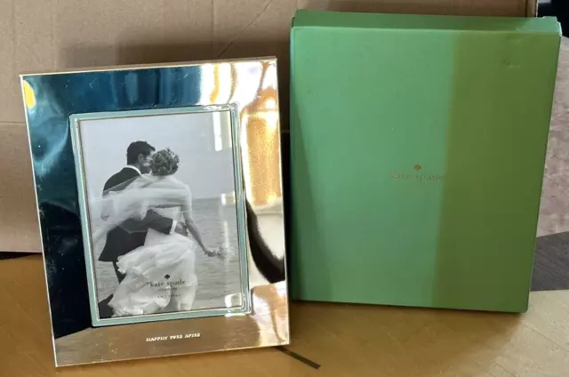 Kate Spade Take The Cake Silver Plated Lenox HAPPILY EVER AFTER Picture Frame