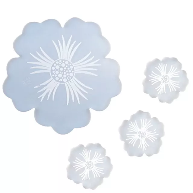 4 Pcs Weiß Kieselgel Blumen-Teetablett-Untersetzer-Formen-Set