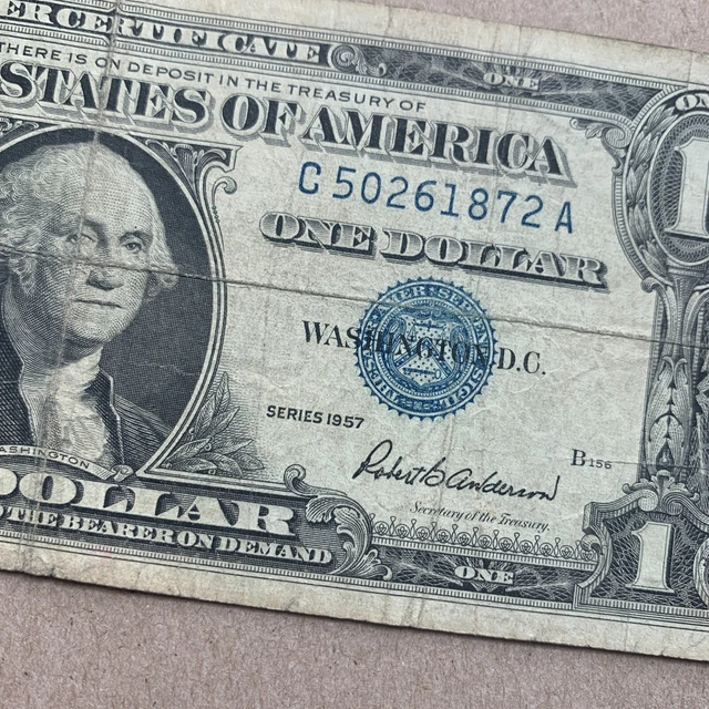 1957 One Dollar Note $1 Silver Certificate Blue Seal Bill US Currency Money