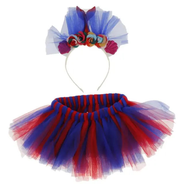 Ragazze Tutu Gonna Dress Mermaid Flower Fascia Set Princess Dress Costume L
