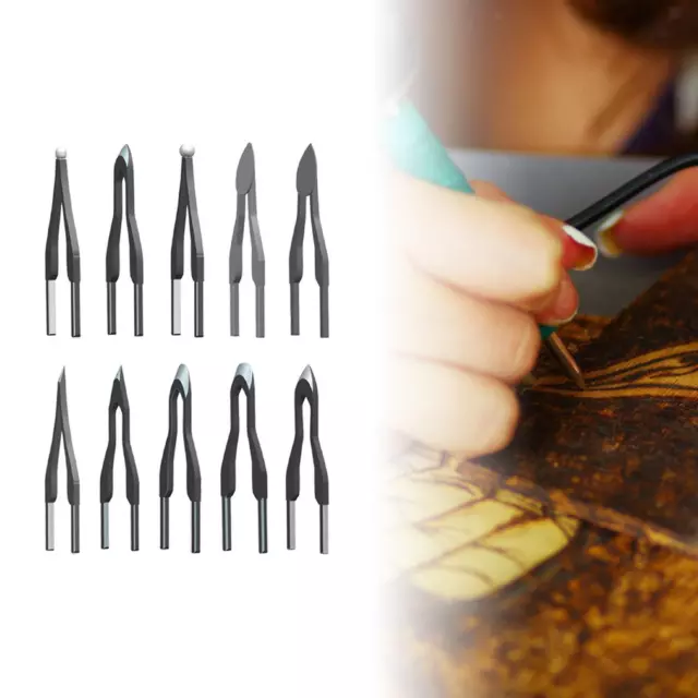10x Pyrography Tips Wood Burning Wire Nibs, Highly Elastic Welding Embossing