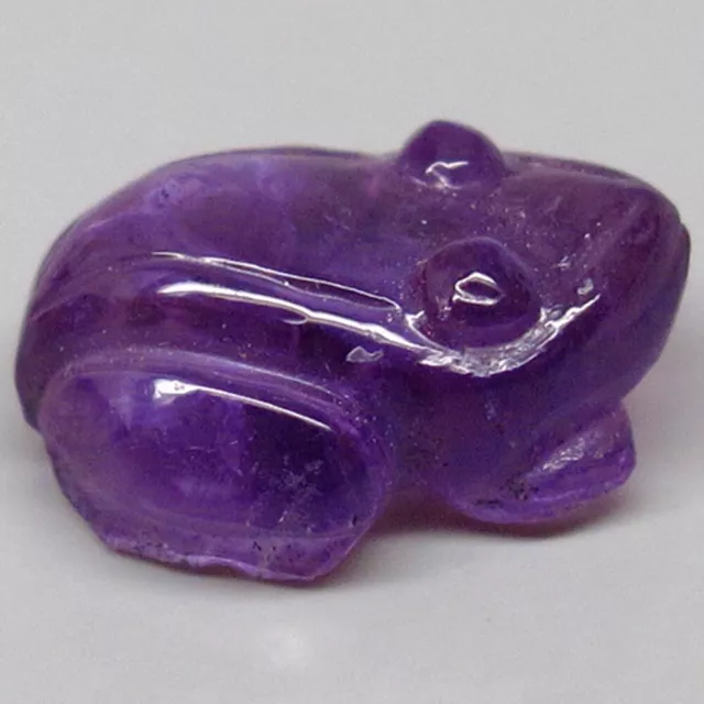 STUNNING! 4.40ct.Top AAA Frog Carving Natural Unheated Purple Amethyst Uruguay.