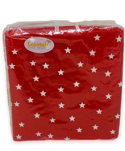 Celebrate The Home Little Star Red Dessert Cocktail Napkins 5”x5” Pack Of 40