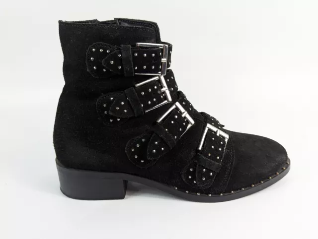 Topshop Daim Noir Clouté Bottines UK 4 Ue 37