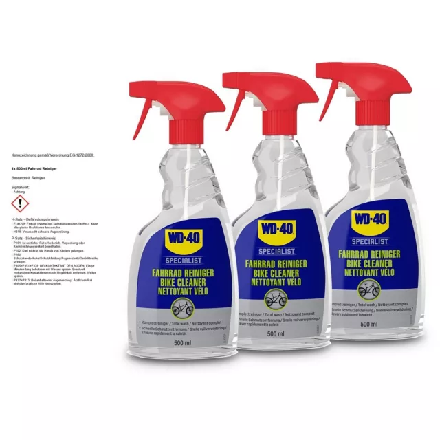 WD-40 SPECIALIST 3x 500 ml FAHRRAD BIKE REINIGER KOMPLETT REINIGUNG 50567554