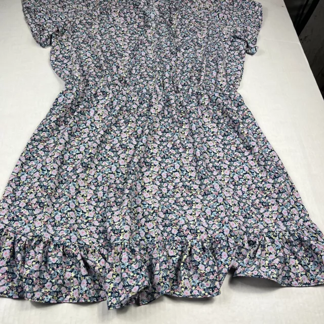 LC Lauren Conrad Womens Flounce Dress Floral Ruffled Short Sleeve Pullover XL 2