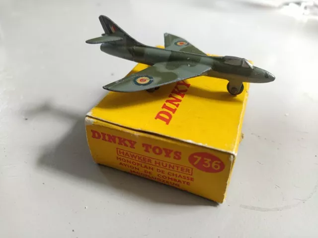 Dinky Toys Gb Ref 736 Avion Hawker Hunter +Boite D 'Origine