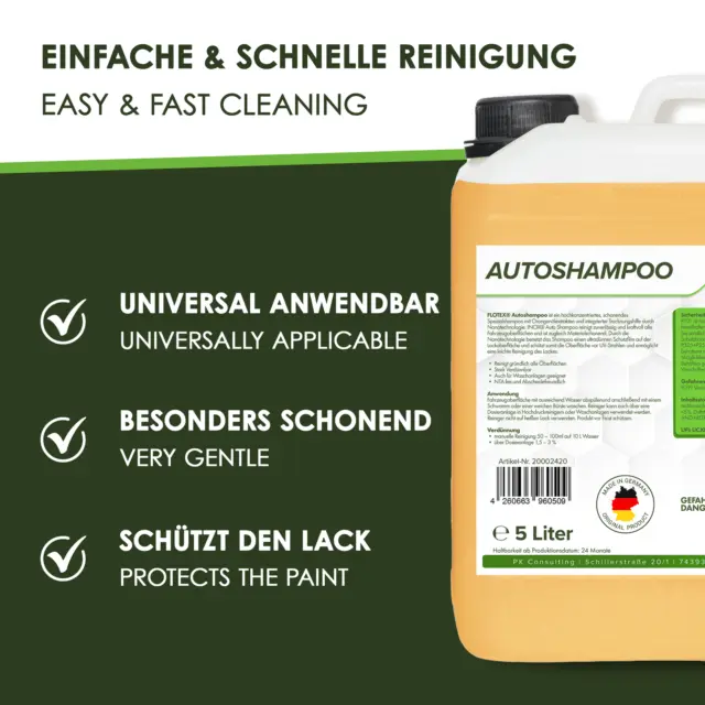 Flotex Autoshampoo Konzentrat, 4 x 5L Auto Car Shampoo Reiniger 3
