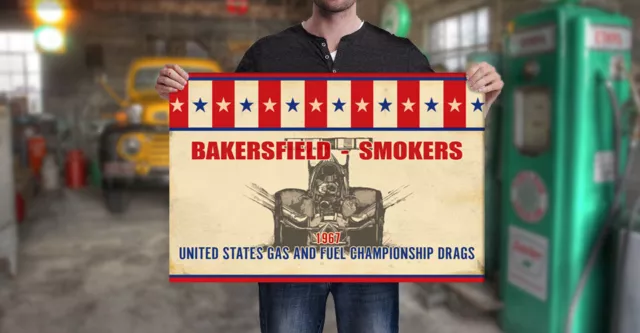 Vintage Smokers Bakersfield Drag Strip Banner Hot Rod Rat Flathead Race NHRA