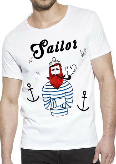 T-Shirt Sailor Minimal Uomo Abbigliamento 100% Cotone Taglia dalla S a XXL 2