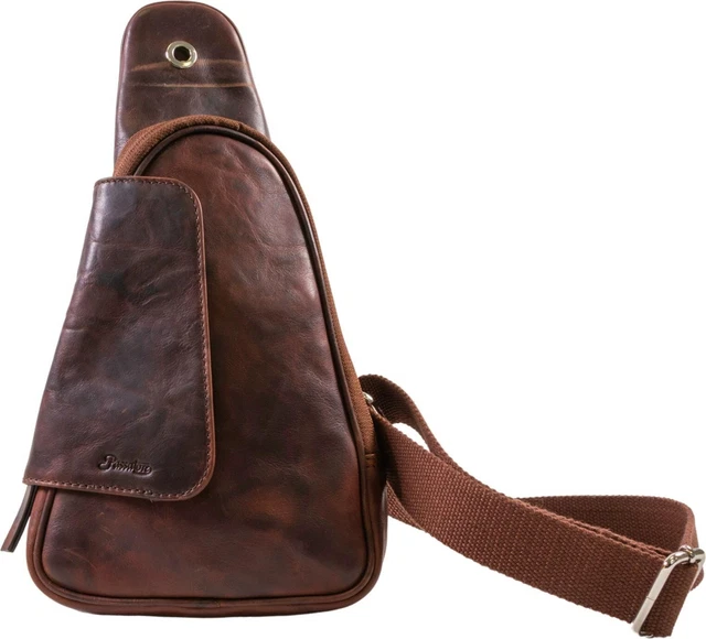 Passatore - Pfeifen-/ Zigarren Body Bag - Leder Braun Antik - Zipperfächer -