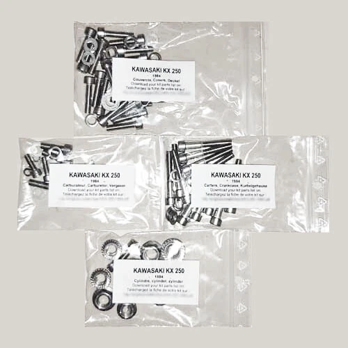 Kit Visserie Intermédiaire Kawasaki KX 125 - 108 Pièces, Pour Modèles 1986-1987, Neuf