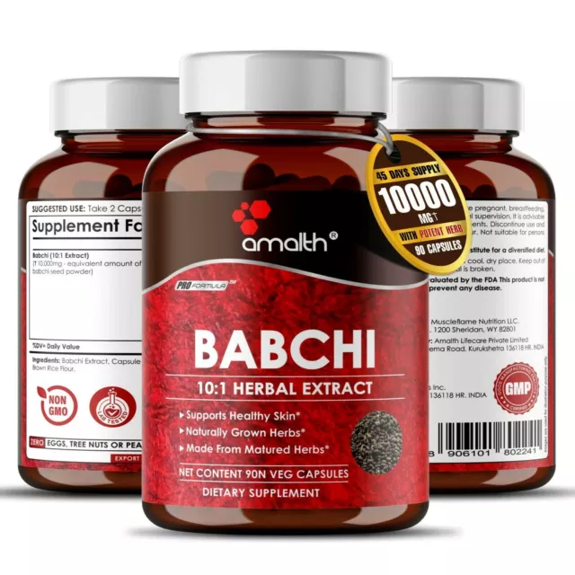 Babchi Psoralea Corylifolia Bakuchi-Extraktpulver 10000 mg Kapseln – 90 Stück