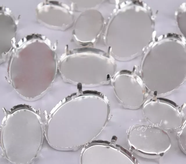 Faceted Glass Oval Jewels's Settings For Sewing On Size Selection