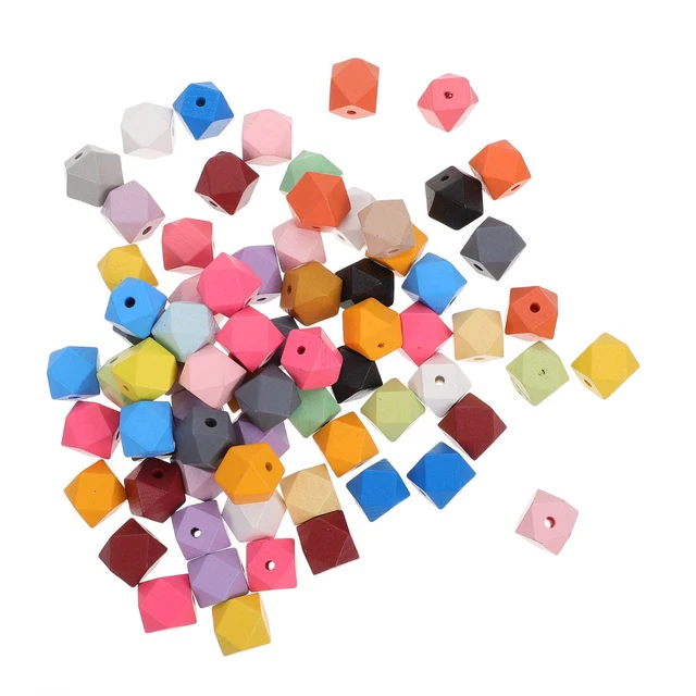 Zasiene Perles En Bois 290 Pièces Perles De Bois Perles Bois Multicolores Bricolage Perles, Avec Aiguilles à Perles, Pour Fabrication De Bijoux Collier Bracelet, (Octogonal, Rond, étoile