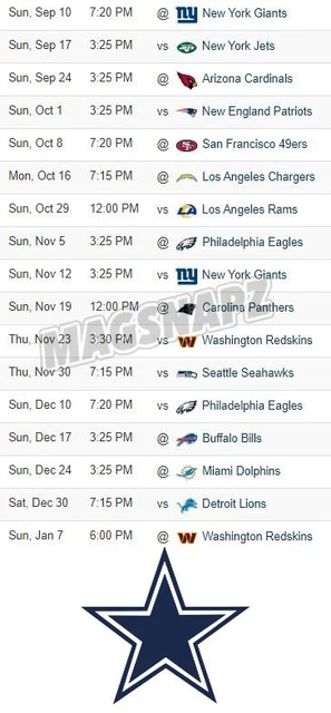 DALLAS COWBOYS 2023-2024 NFL Football Schedule 4x6 in Beer Fridge