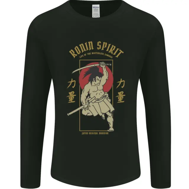 Ronin Spirit Samurai Giappone T-shirt a maniche lunghe da uomo giapponese