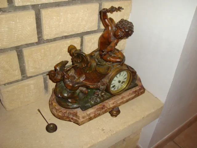 ancienne pendule régule signée moreau angelot orologio old clock uhr reloj