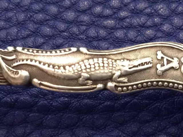 RARE! Alligator Jacksonville Florida Seal 5.6" Sterling Souvenir Spoon Fruit