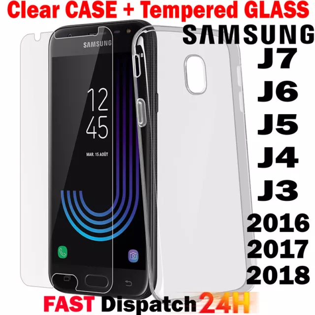 Case for Samsung Galaxy J3 J4 J5 J6 J7 Shockproof Clear Case & Screen Protector