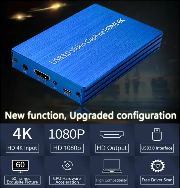 4K HDMI to USB 3.0 Video Capture Card Dongle 1080P 60fps HD Video Recorder F OBS