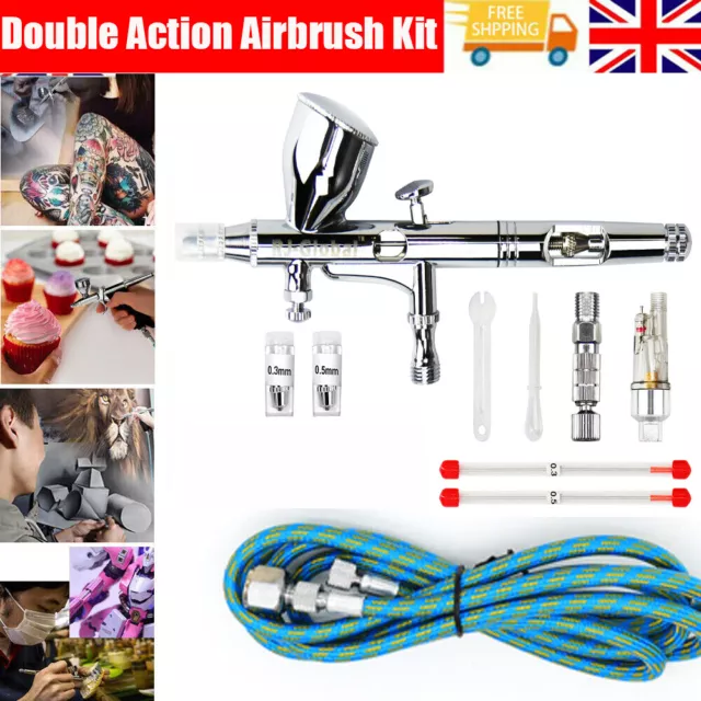 Gravity Feed Dual-Action Spray Pump Pen Airbrush Kit Art Craft Paint Tattoo 166P